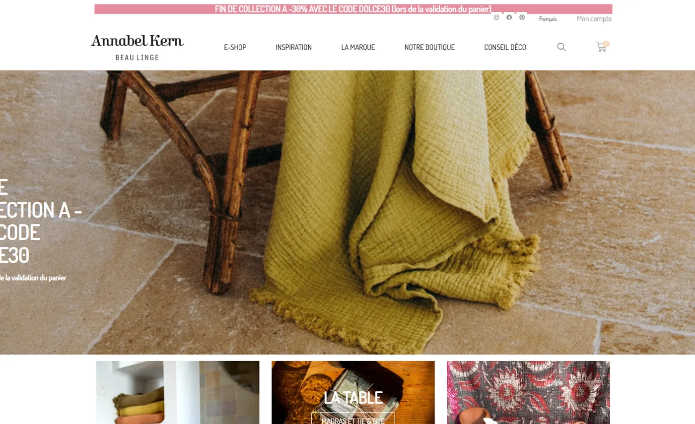 Boutique Annabel Kern après migration vers PrestaShop 1.7